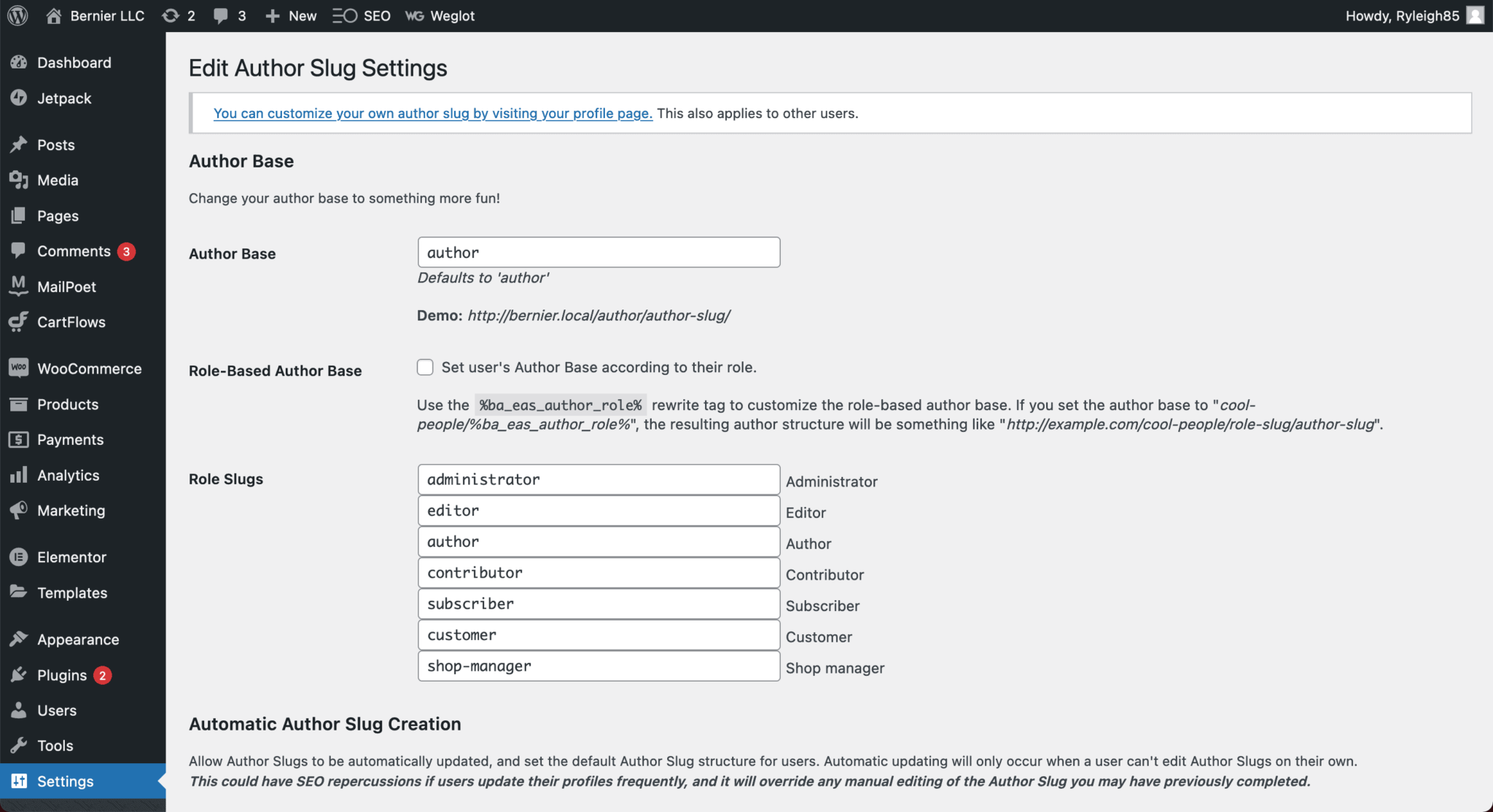 Edit setting. Что такое Slug в WORDPRESS. Slug это в вордпресс.