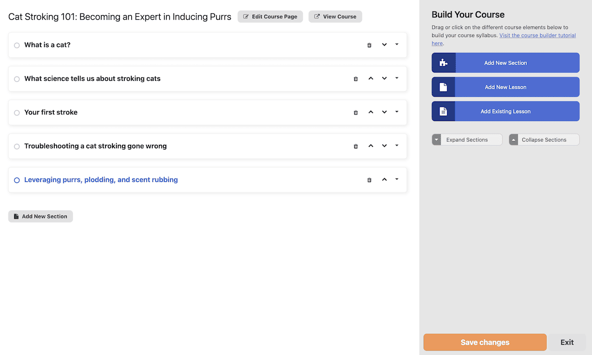 The Course Builder interface for LifterLMS.